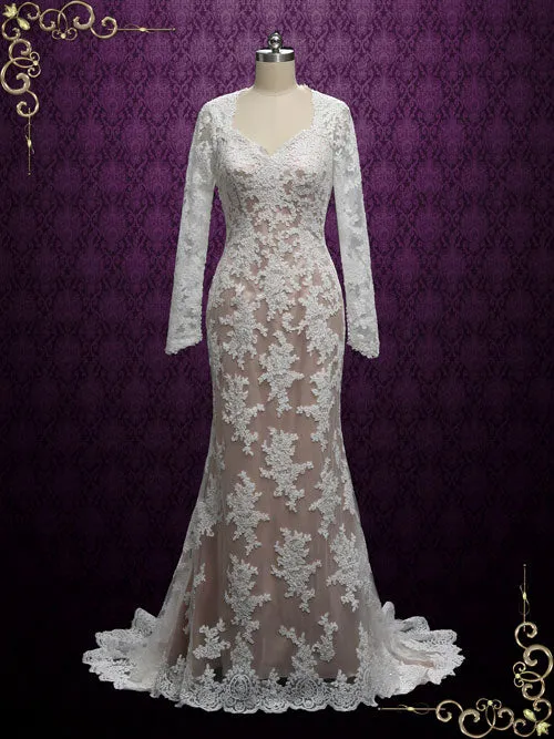 2 Piece Vintage Lace Fit and Flare Wedding Dress VALERIE