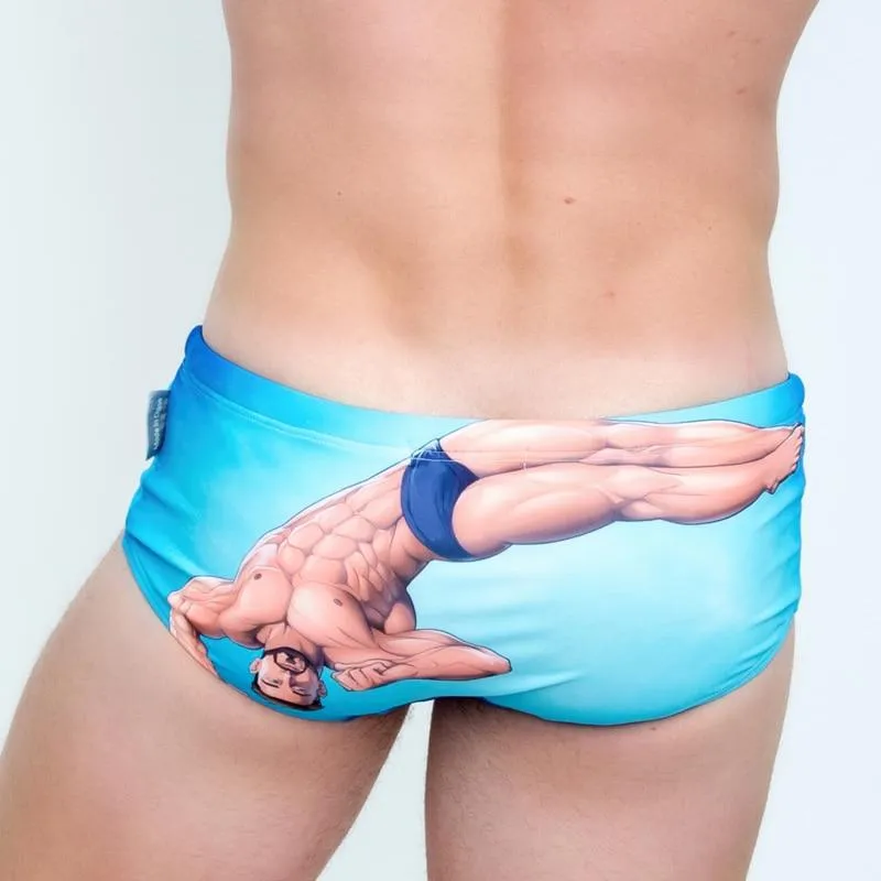 3D Designed Men's Sexy Bathing Suit Swimming Briefs with Penis Pouch