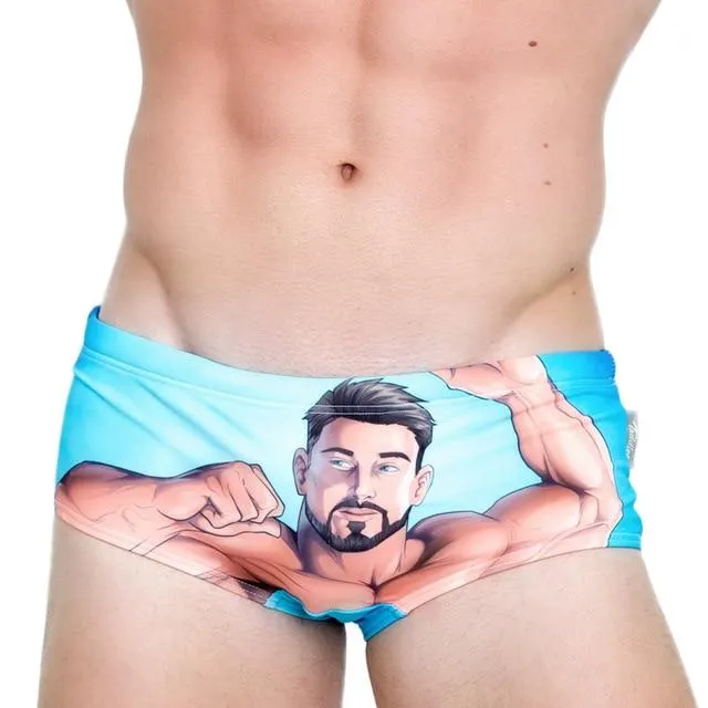 3D Designed Men's Sexy Bathing Suit Swimming Briefs with Penis Pouch