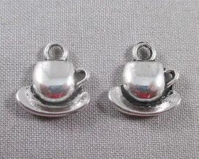 50% OFF!! Tea Cup Charms Silver Tone 14pcs (1745)