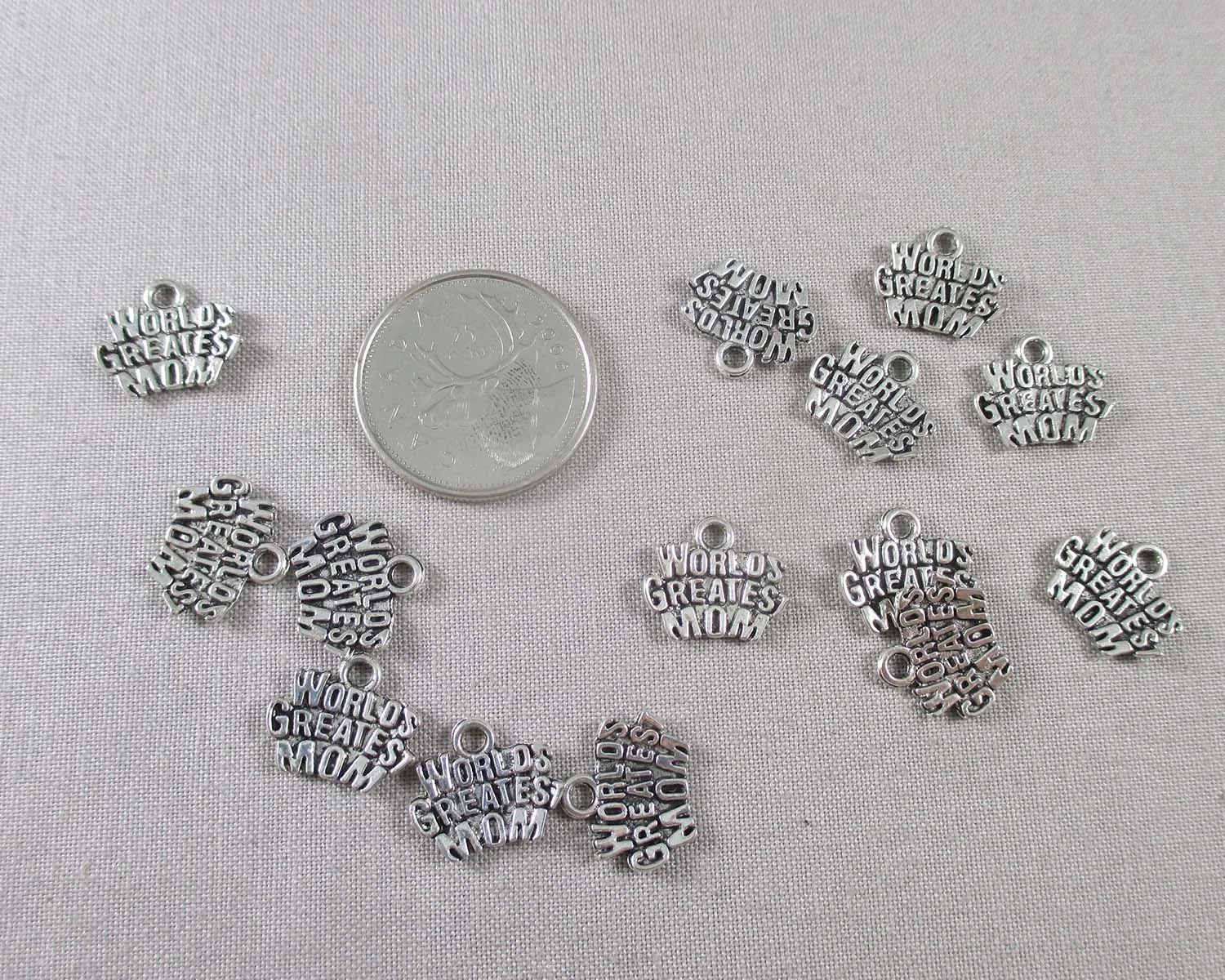 50% OFF!! Worlds Greatest Mom Charms Silver Tone 20pcs (0147)