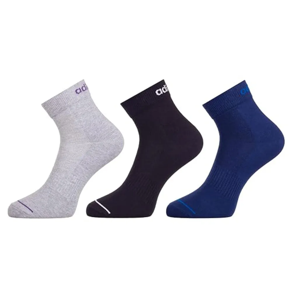 Adidas Men's Flat Knit Ankle Socks (Light Grey/Tech Indigo/Black)