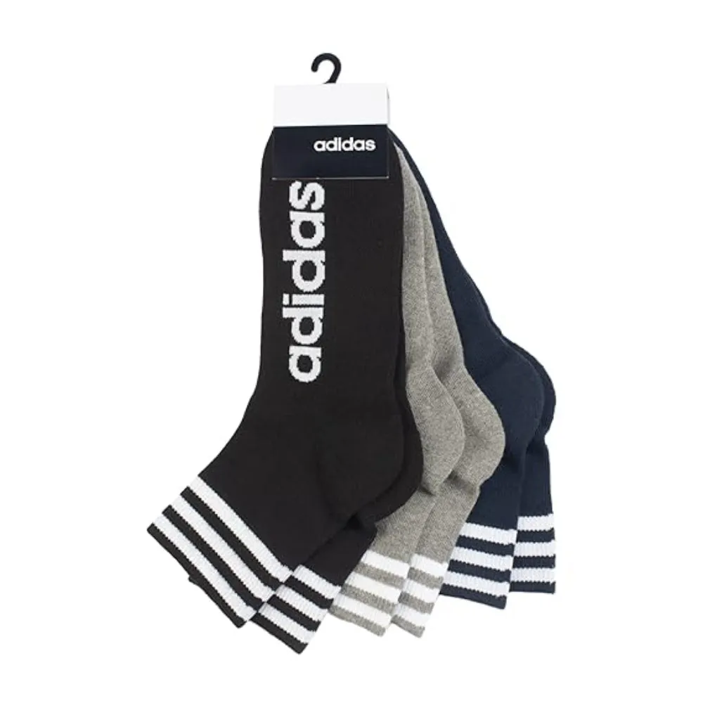 Adidas Men's Heel Toe Terry Ankle Socks (Black/Light Grey/Colligative Navy)