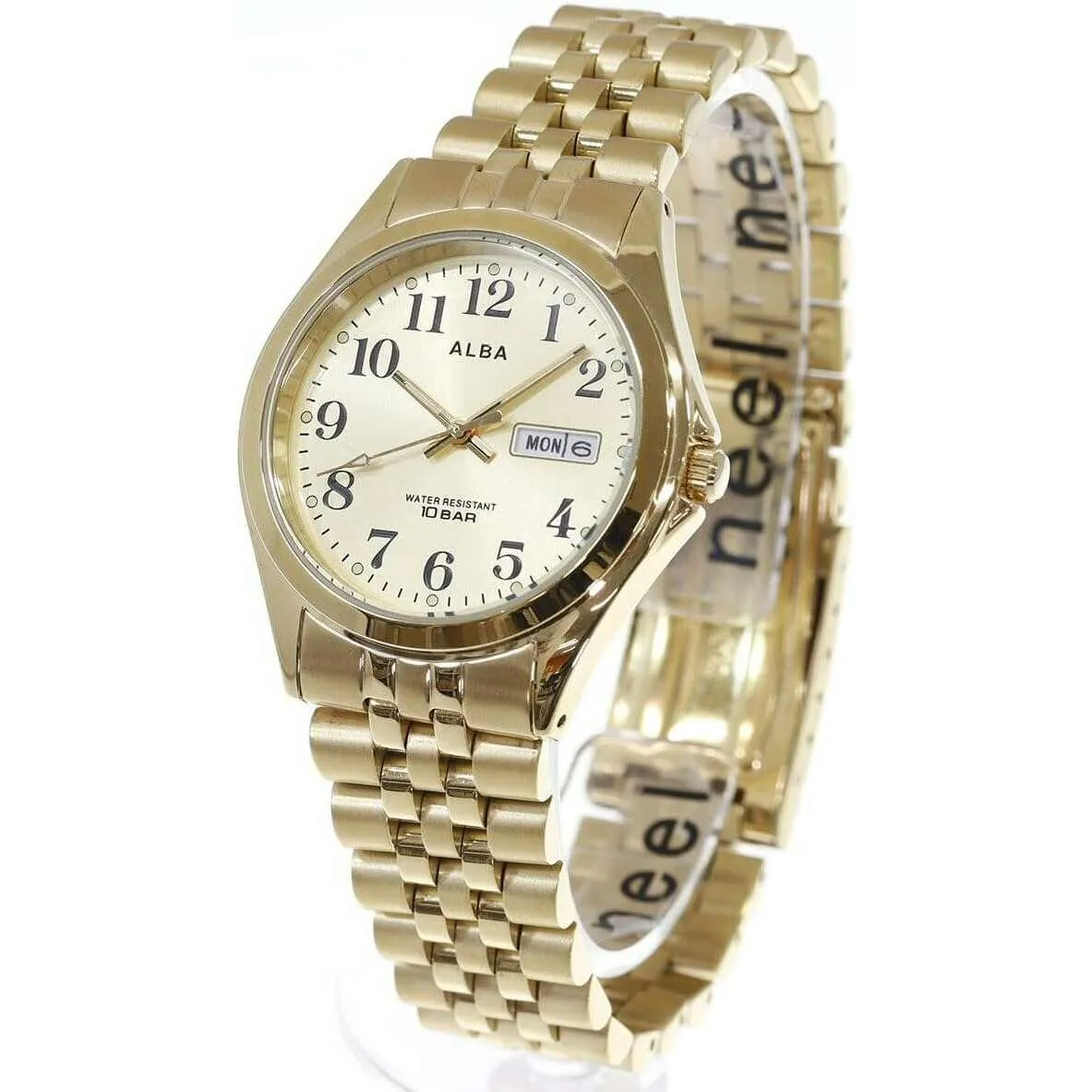 ALBA ANALOG LUMIBRITE GOLD STRAP WHITE DIAL MEN WATCH AQGK469