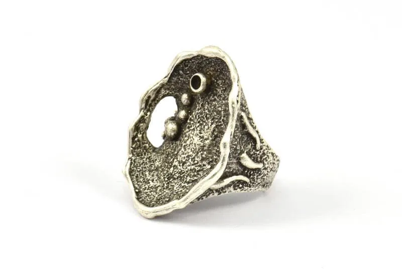 Antique Silver Ring Setting, 1 Antique Silver Plated Ring Setting with Pad Size 2.5mm U049 H0301