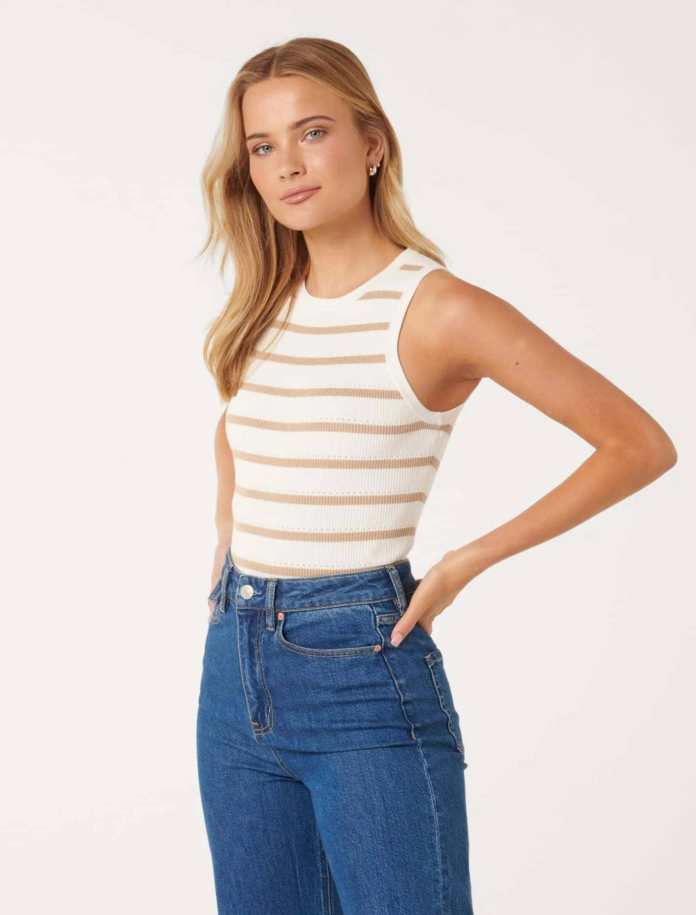 Ariel Placement Stripe Knitted Tank Top