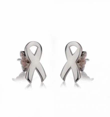 Breast Cancer Ribbon Earring Studs