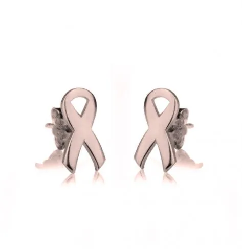 Breast Cancer Ribbon Earring Studs