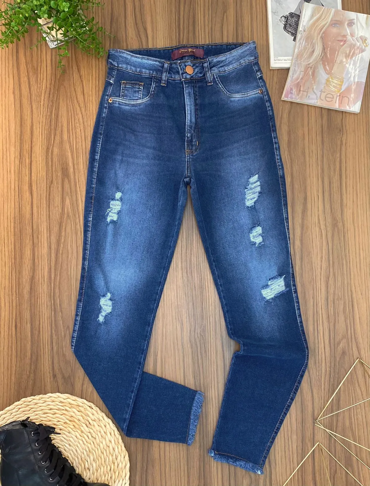 Calça Jeans Skinny Puídos 4222712. 7/F)