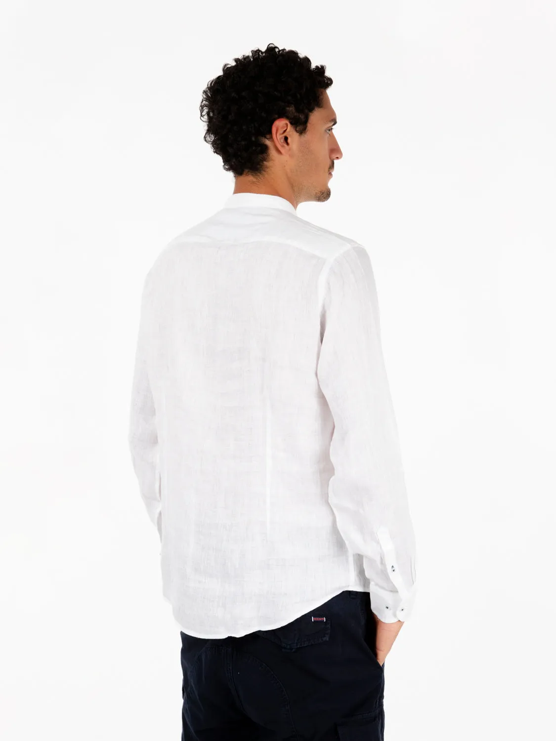 Camicia coreana lino bianco