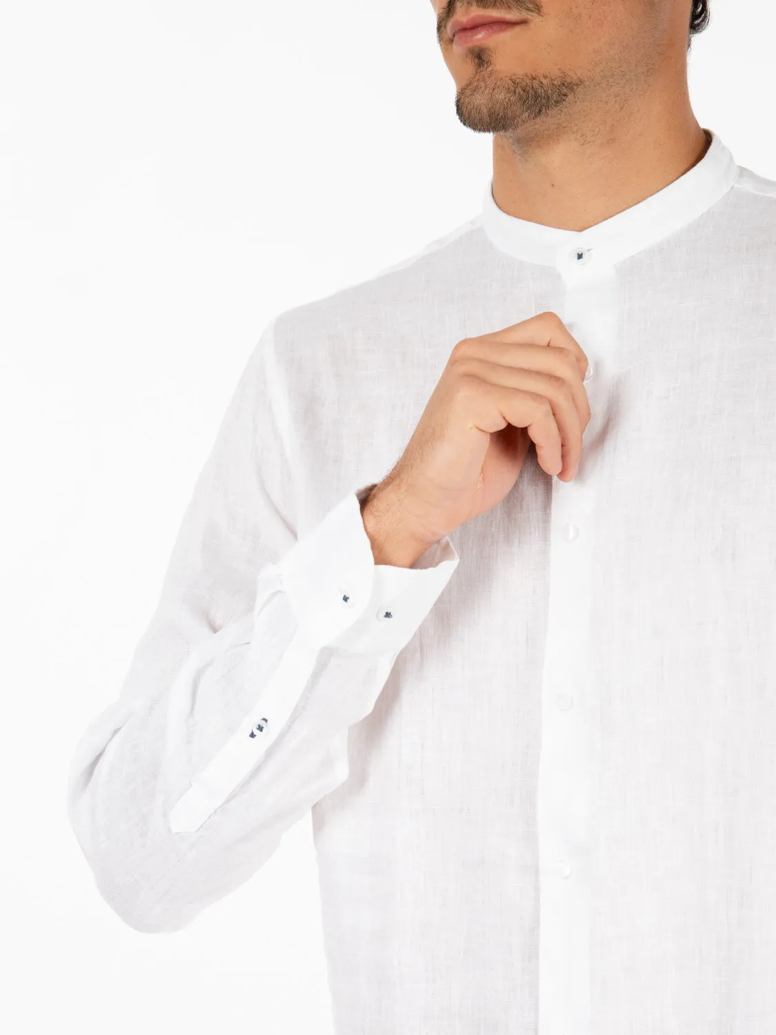 Camicia coreana lino bianco