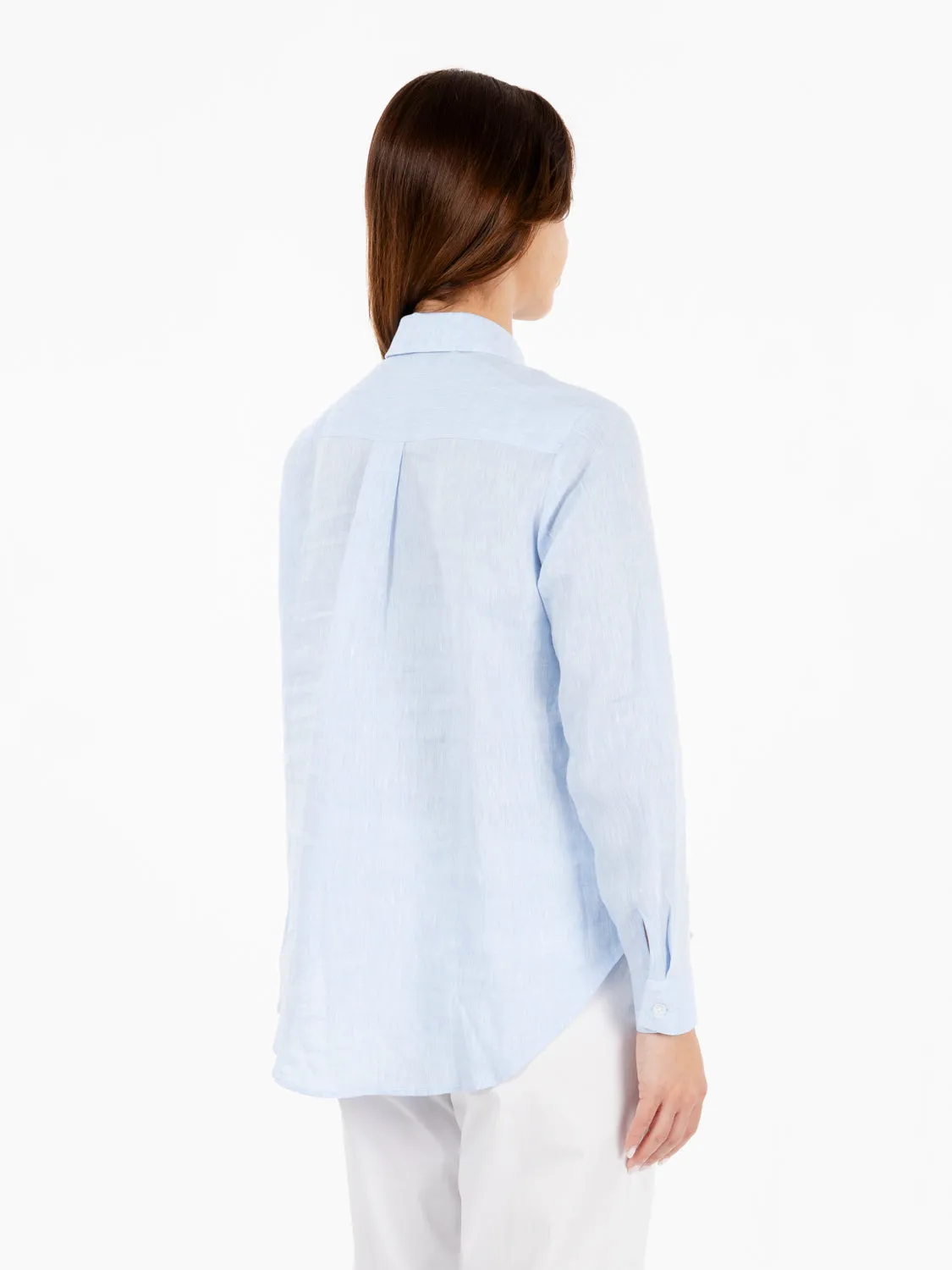 Camicia over lino cotone azzurro