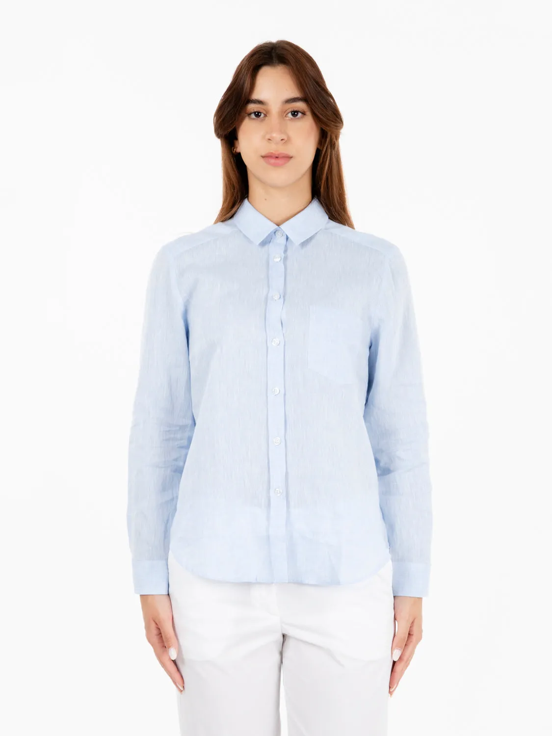 Camicia over lino cotone azzurro