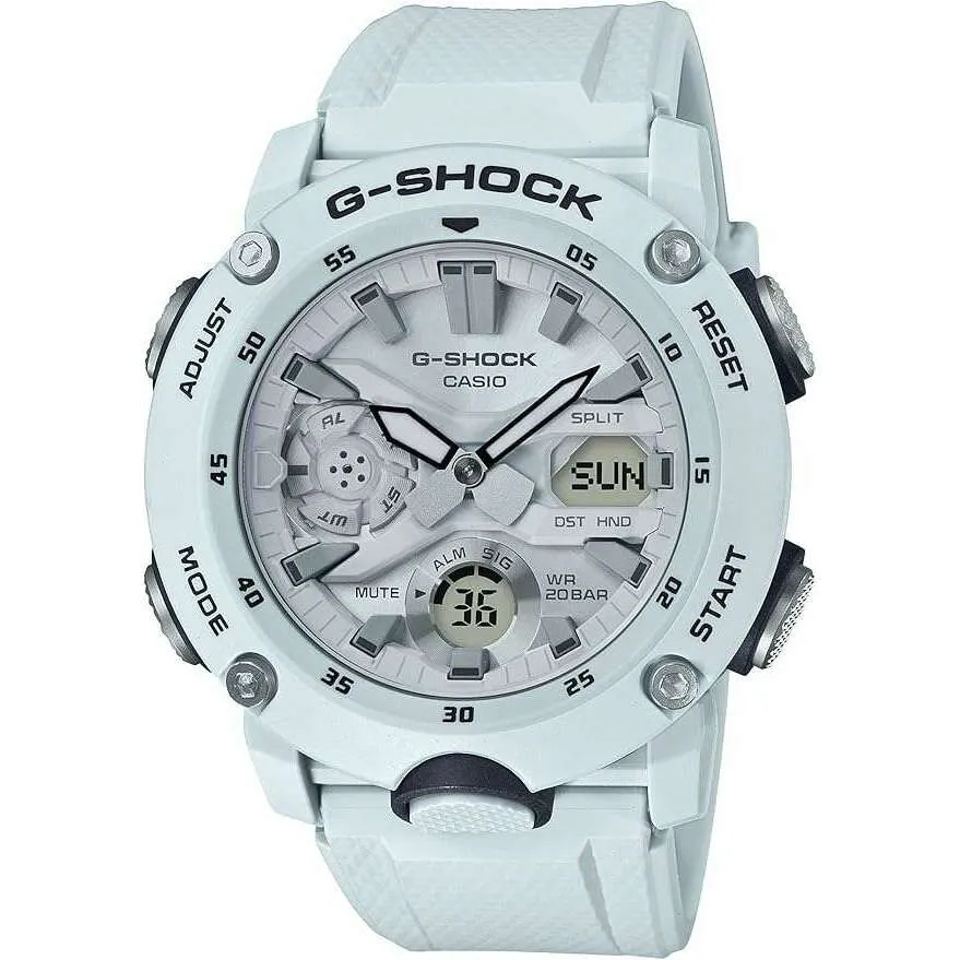 CASIO G-SHOCK CARBON CORE GUARD RUBBER STRAP ALL WHITE MEN WATCH GA-2000S-7AJF