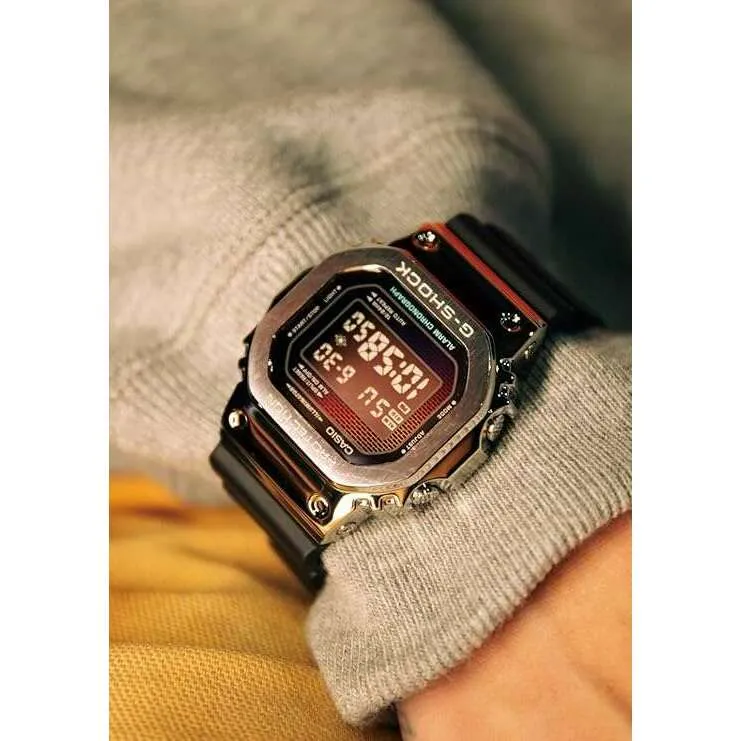 CASIO G-SHOCK METAL COVERED BLACK STRAP DIGITAL MULTICOLOR DIAL MEN WATCH GM-5600RW-1JF