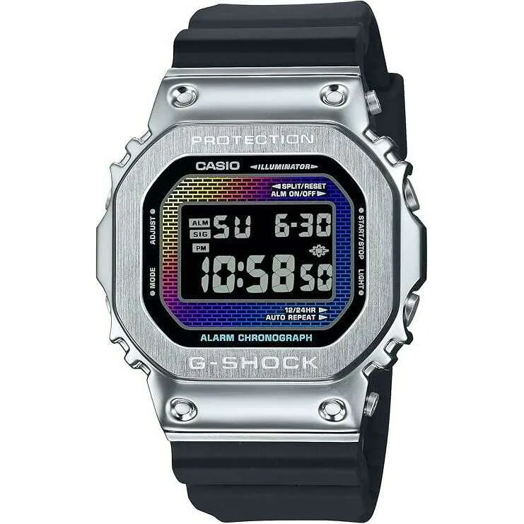 CASIO G-SHOCK METAL COVERED BLACK STRAP DIGITAL MULTICOLOR DIAL MEN WATCH GM-5600RW-1JF