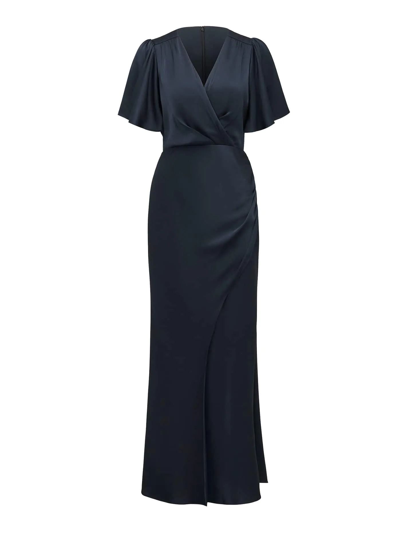 Chelsea Flutter Sleeve Satin Maxi Dress