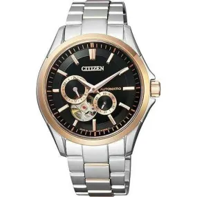 CITIZEN COLLECTION MECHANICAL SEE-THROUGH BACK BLACK & GOLD DIAL MEN WATCH NP1014-51E