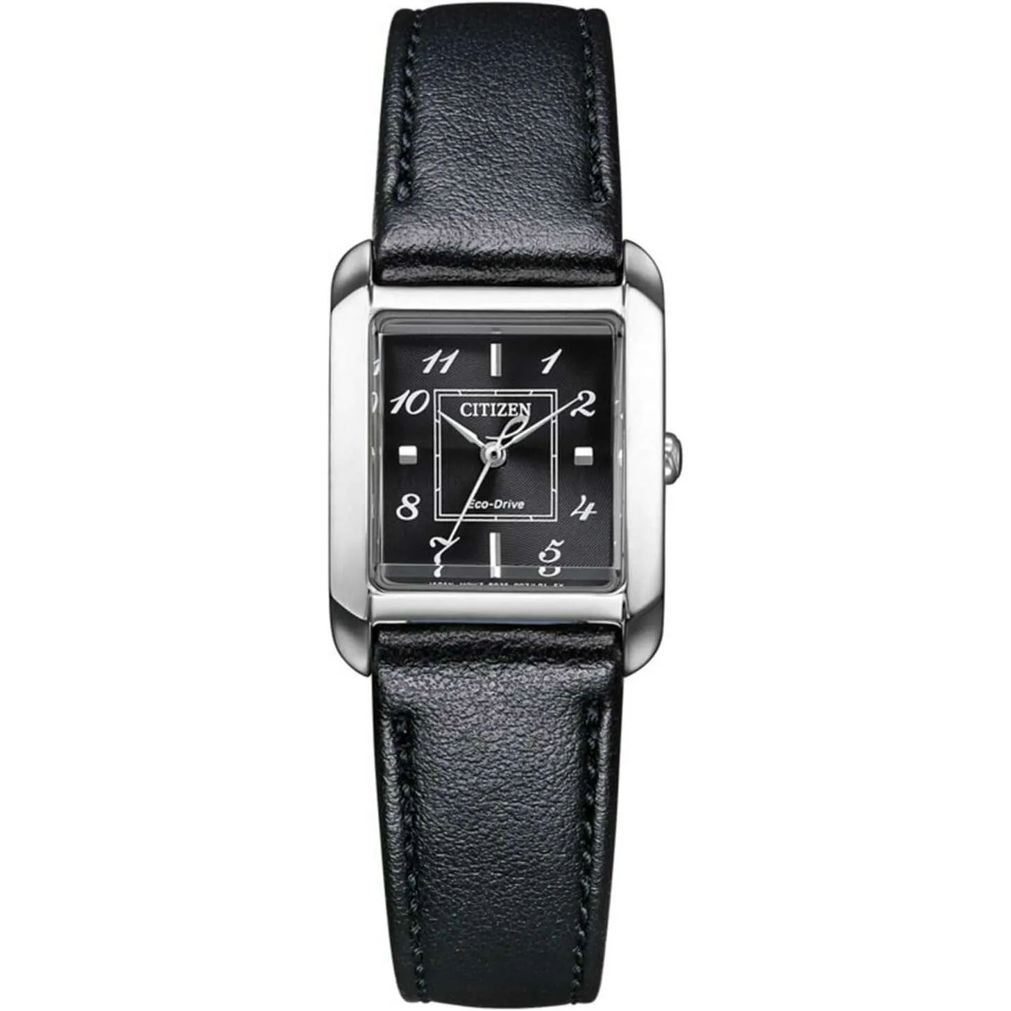 CITIZEN ECO-DRIVE SQUARE COLLECTION APPLE LEATHER BLACK STRAP LADIES WATCH EW5600-10E