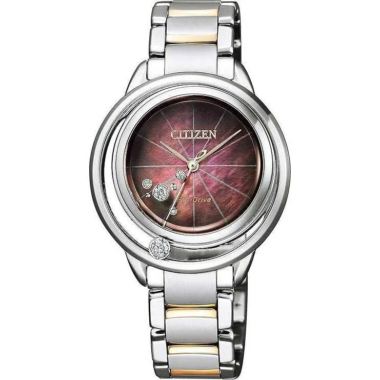 CITIZEN L ARCLY COLLECTION ECO-DRIVE SILVER STRAP PEARLY DIAL LADIES WATCH EW5529-55W