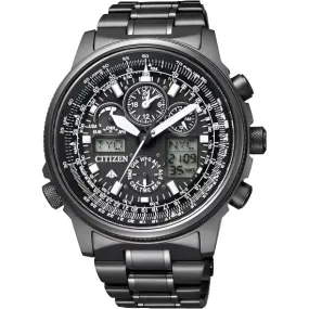 CITIZEN PROMASTER SKY SERIES JET SETTER ECO DRIVE BLACK CHRONOGRAPH MEN WATCH JY8025-59E