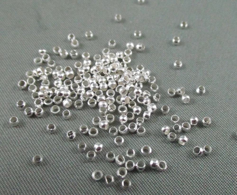 Crimp Beads Silver Tone 2mm 10 grams (1135)