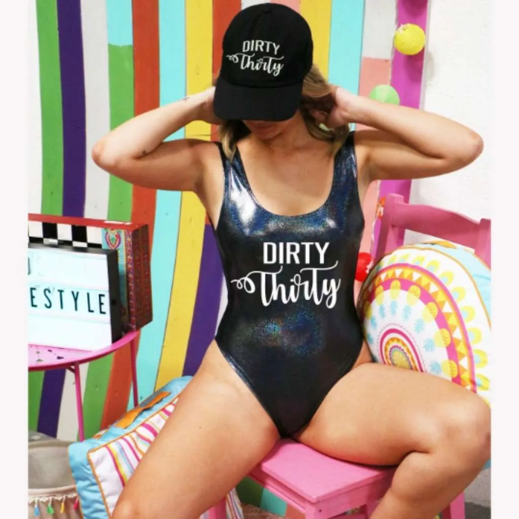 Dirty Thirty Glitter One Piece Swimsuit