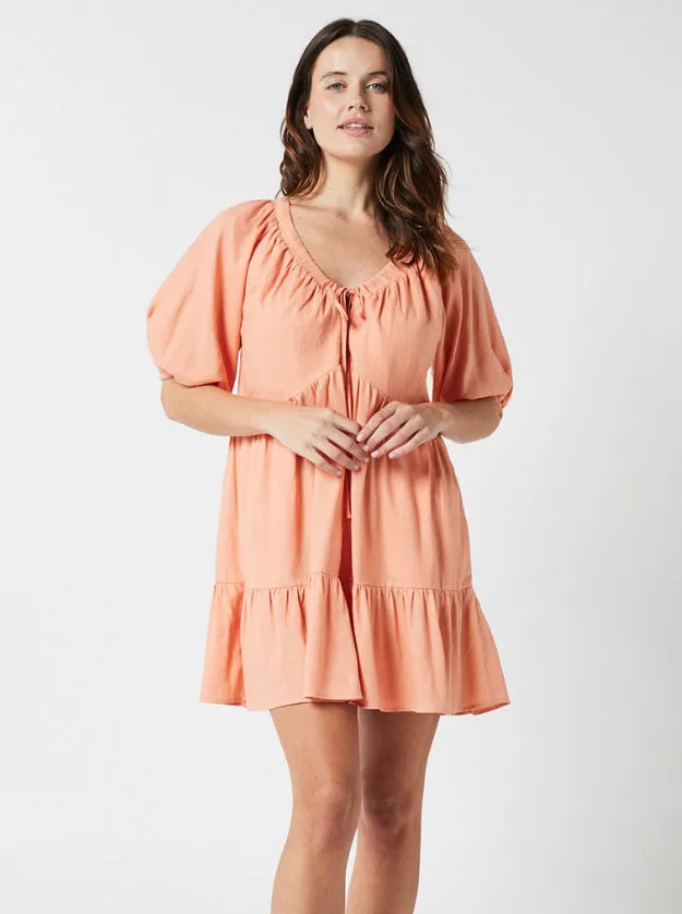 Eloise Smock Dress-CORAL