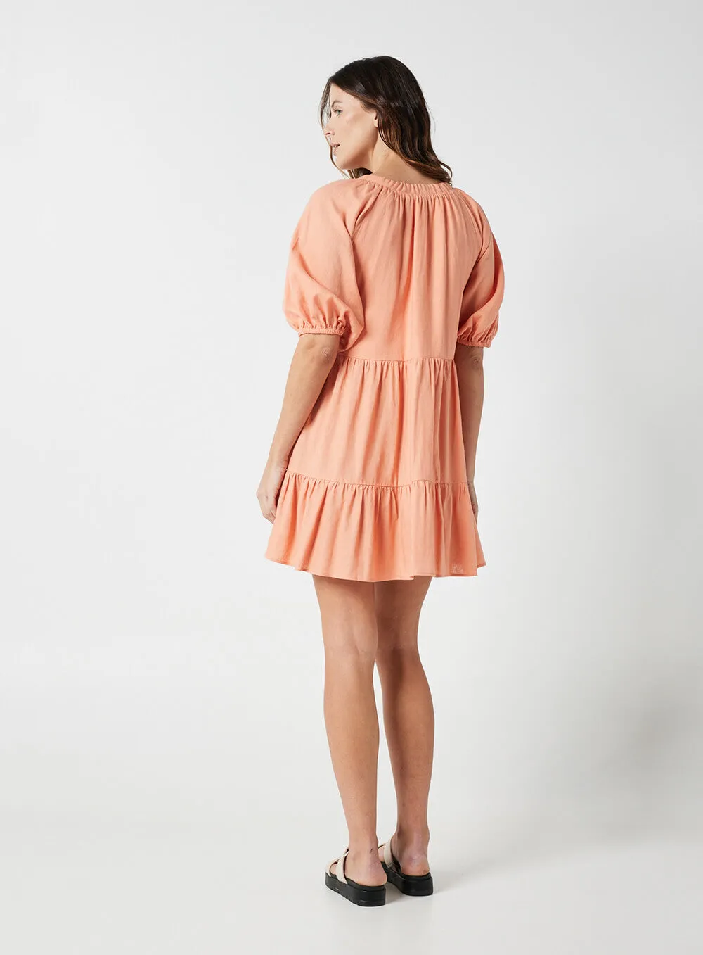 Eloise Smock Dress-CORAL