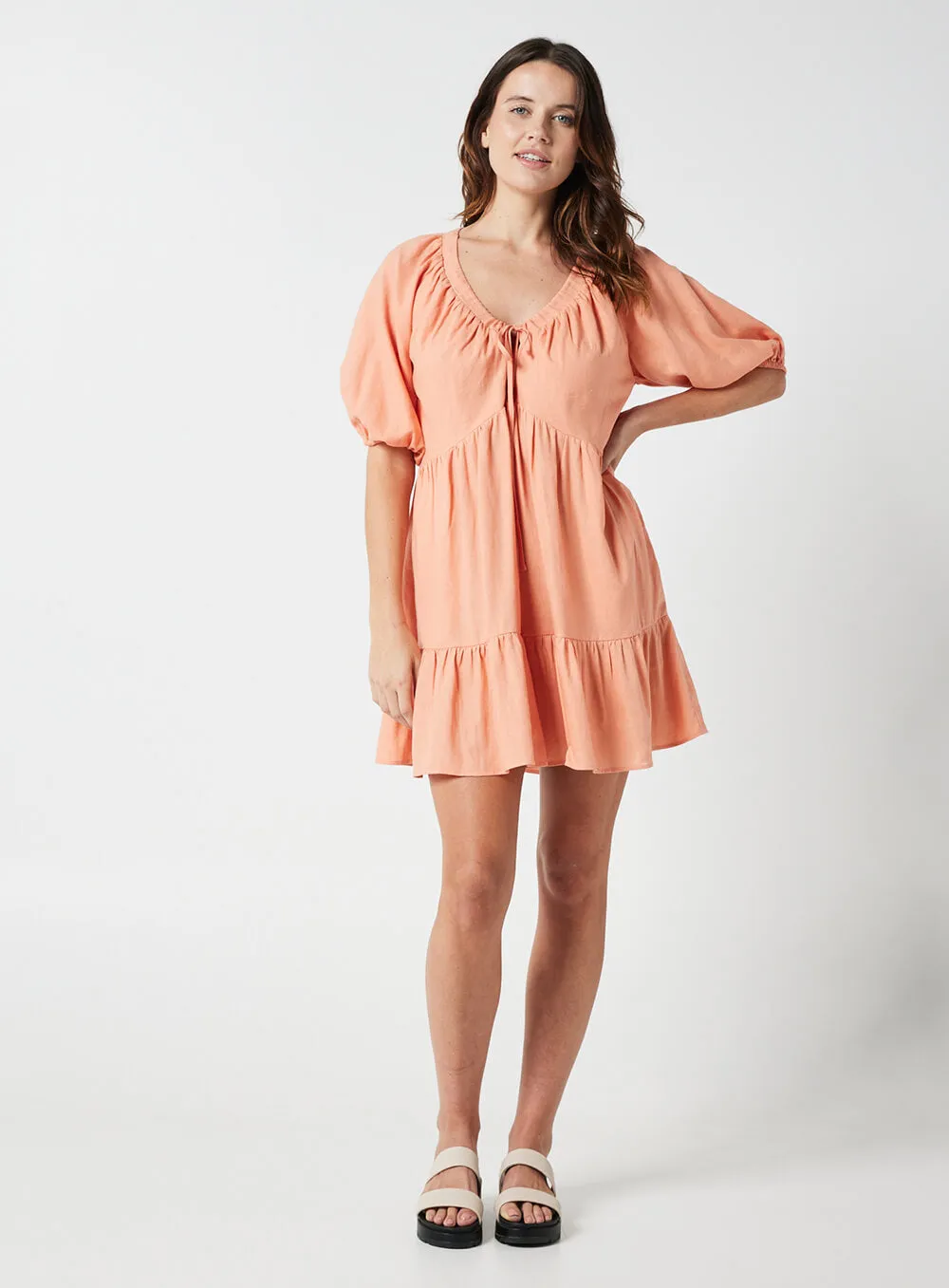 Eloise Smock Dress-CORAL