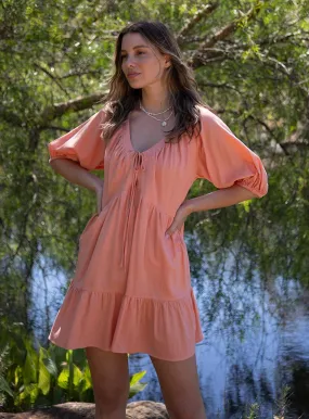 Eloise Smock Dress-CORAL