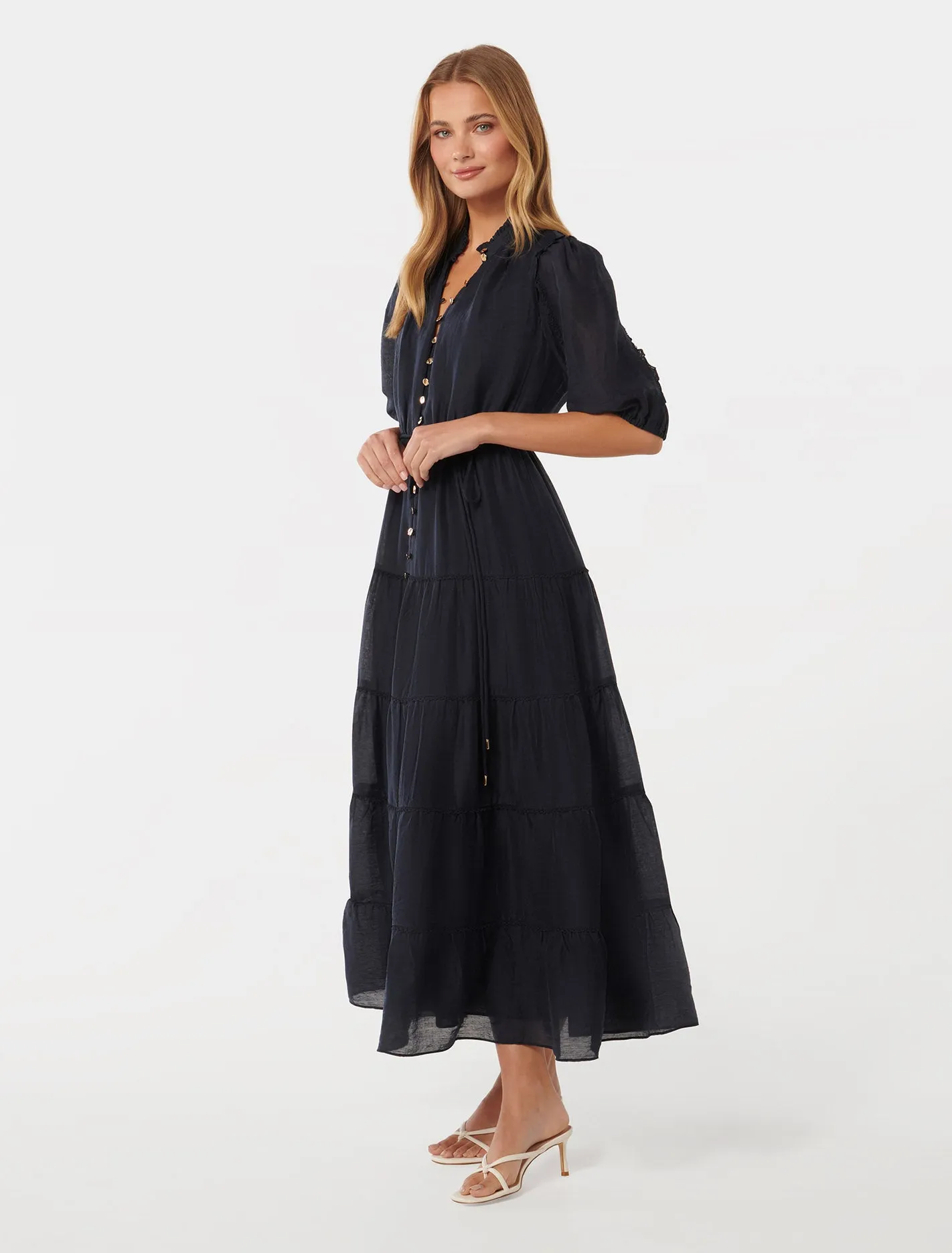 Evelyn Short Sleeve Button Down Midi Dress