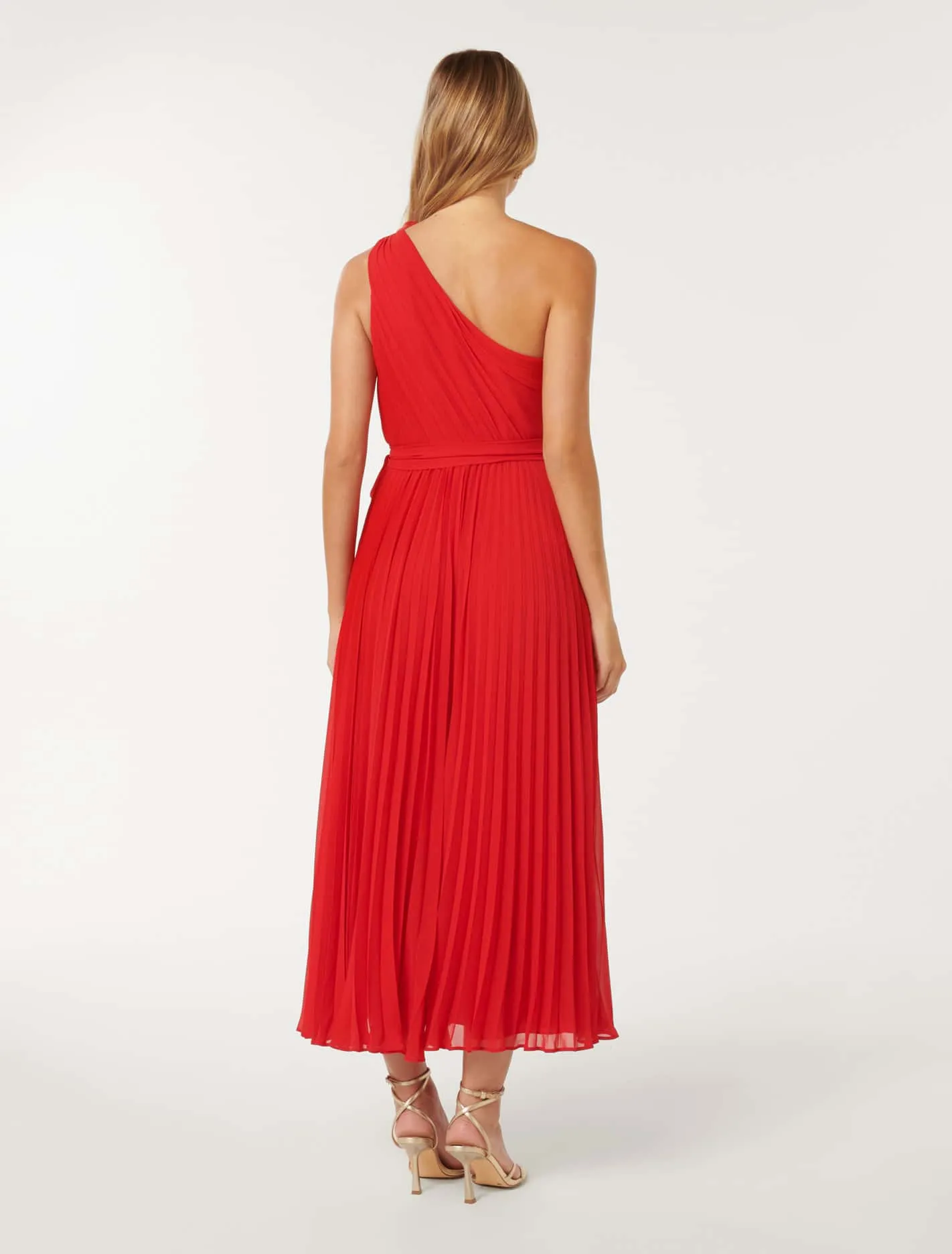 Everly Rosette Pleat Midi Dress