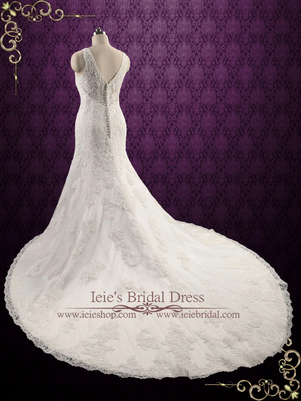 Exquisite Lace Fit and Flare Wedding Dress with Illusion Neckline JAMIE