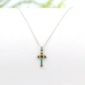 Firefly Petite Cross Necklace Multi