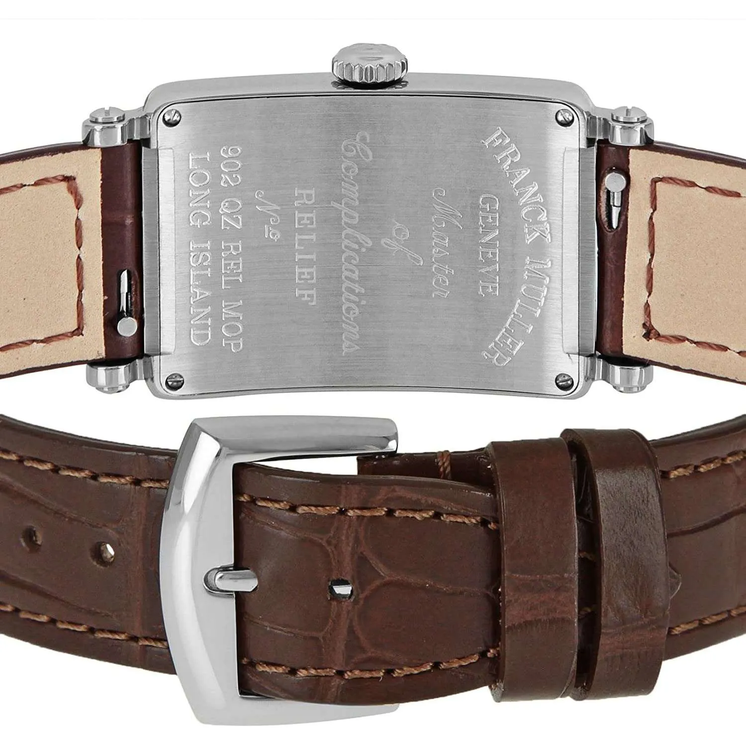 FRANCK MULLER LONG ISLAND BROWN LEATHER 22.5 MM MEN WATCH 902QZREL-MOP-BRW