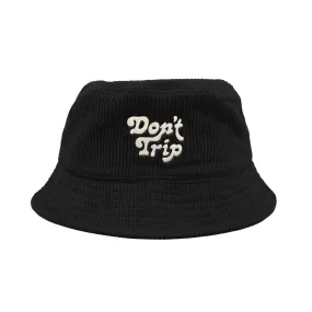 Free and Easy Don't Trip Black Corduroy Bucket Hat