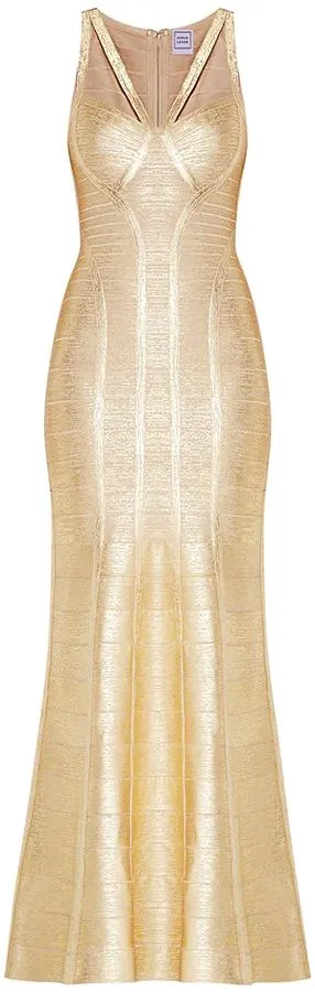 'Gabriela' Woodgrain Foil Print Gown