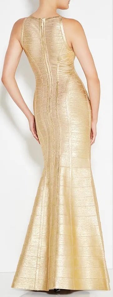 'Gabriela' Woodgrain Foil Print Gown