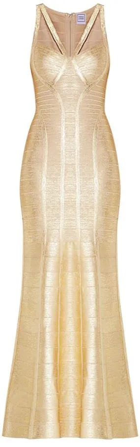 'Gabriela' Woodgrain Foil Print Gown