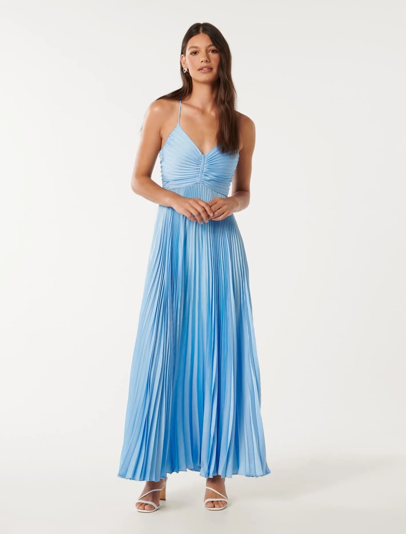 Geri Tie Back Pleated Maxi Dress