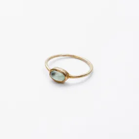 Gold Plated Prehnite Oval Ring