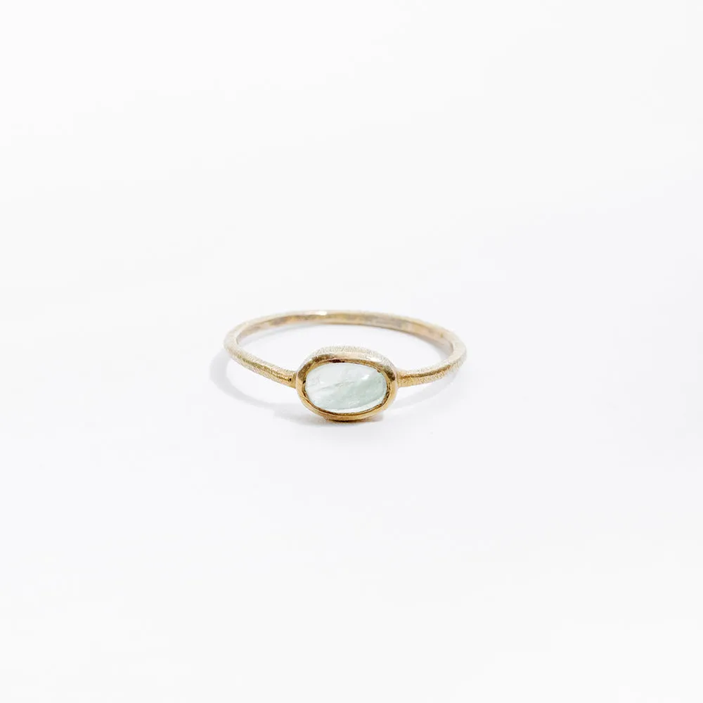 Gold Plated Prehnite Oval Ring