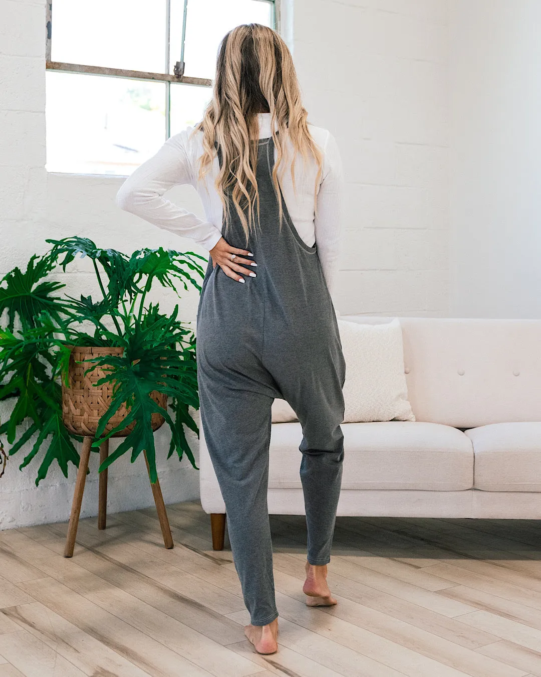 Heather Charcoal Knit Jumpsuit