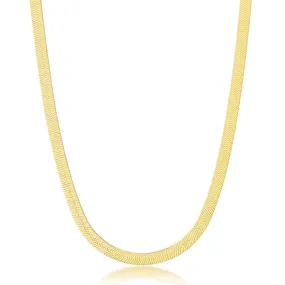 Italian Sterling Silver (5mm) Herringbone Necklace - 18K Gold Plated