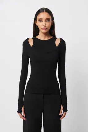 Laddered Top Black