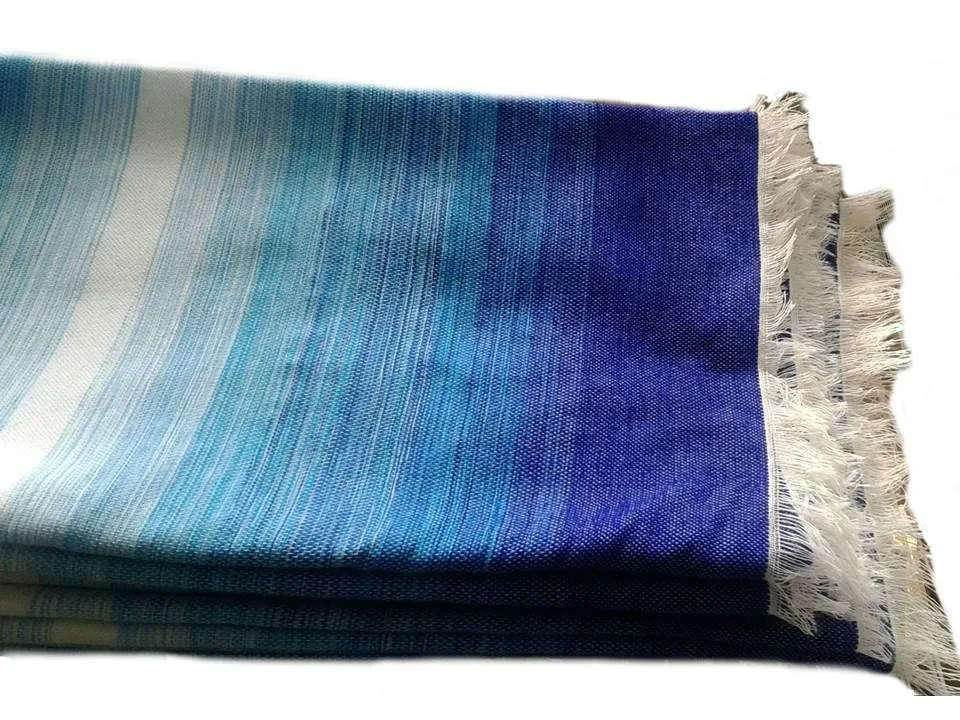 Moroccan Wool Blanket - Blue Sky