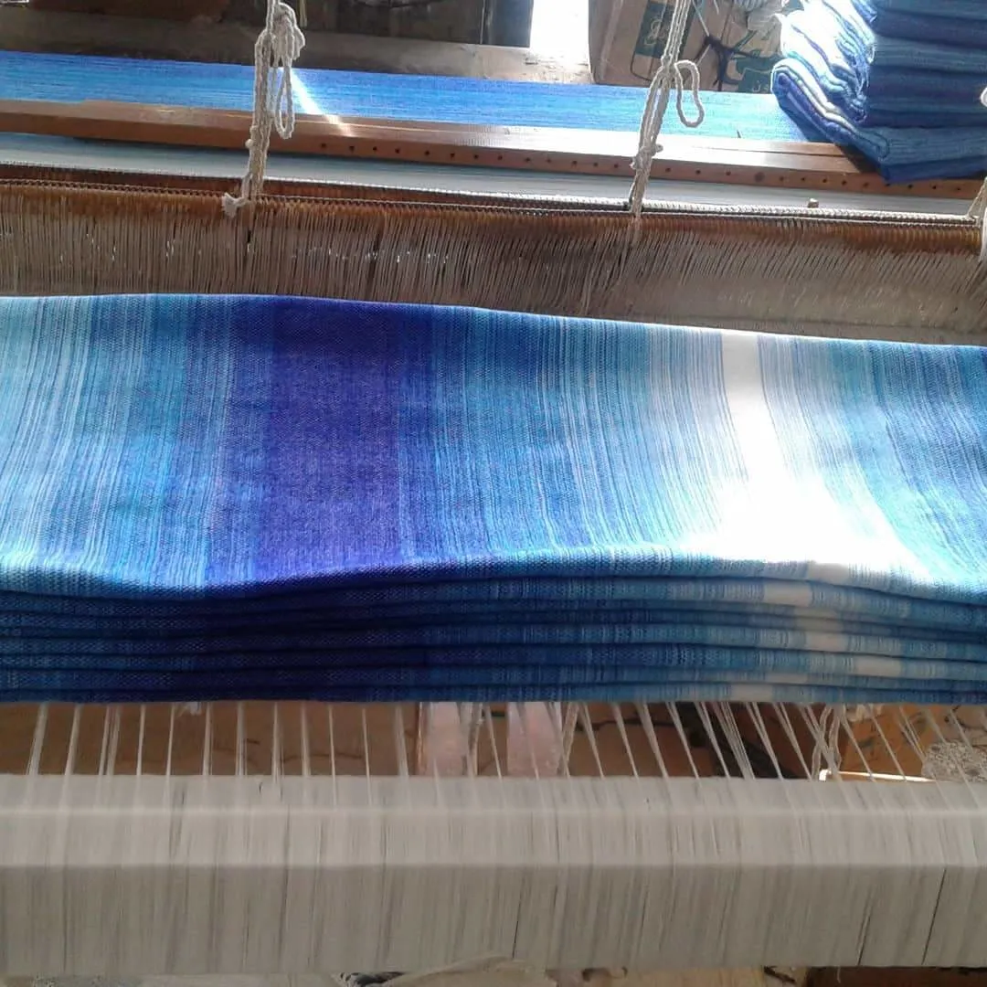 Moroccan Wool Blanket - Blue Sky