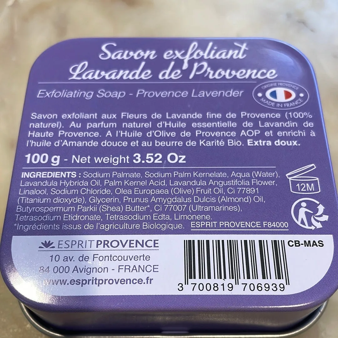 Savon Exfoliant Lavande de Provence in Tin -Lavender House Soap