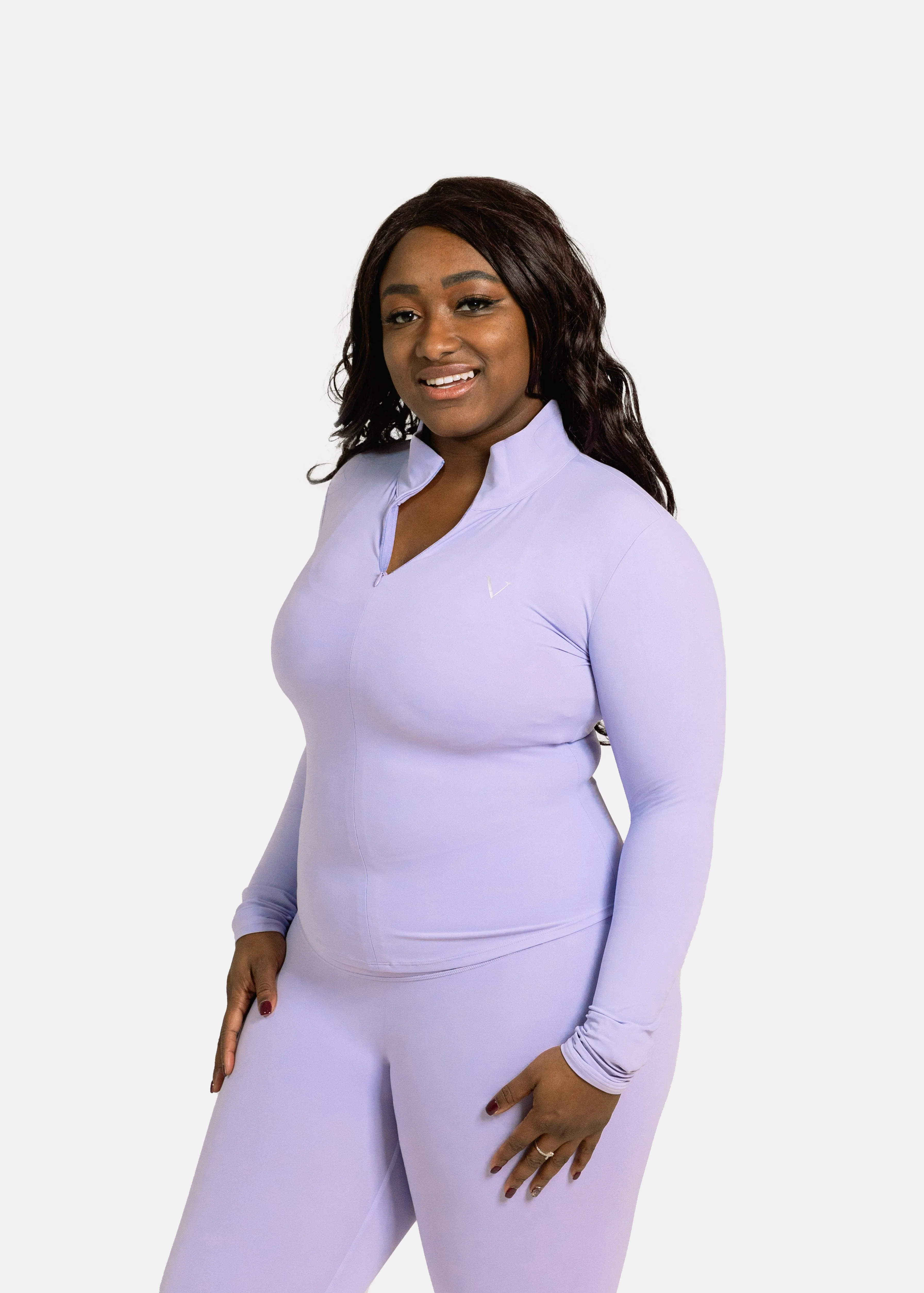 SculptLite Base Quarter Zip Long Sleeve Light Lavender